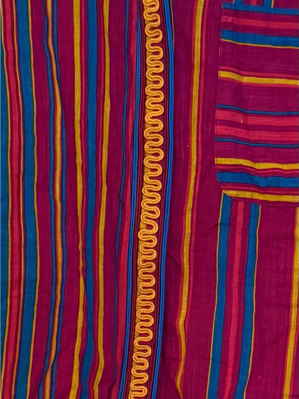 Sezane Multicolor Striped Button-Down Shirt — Magenta, Blue, Yellow - Picture 3 of 9